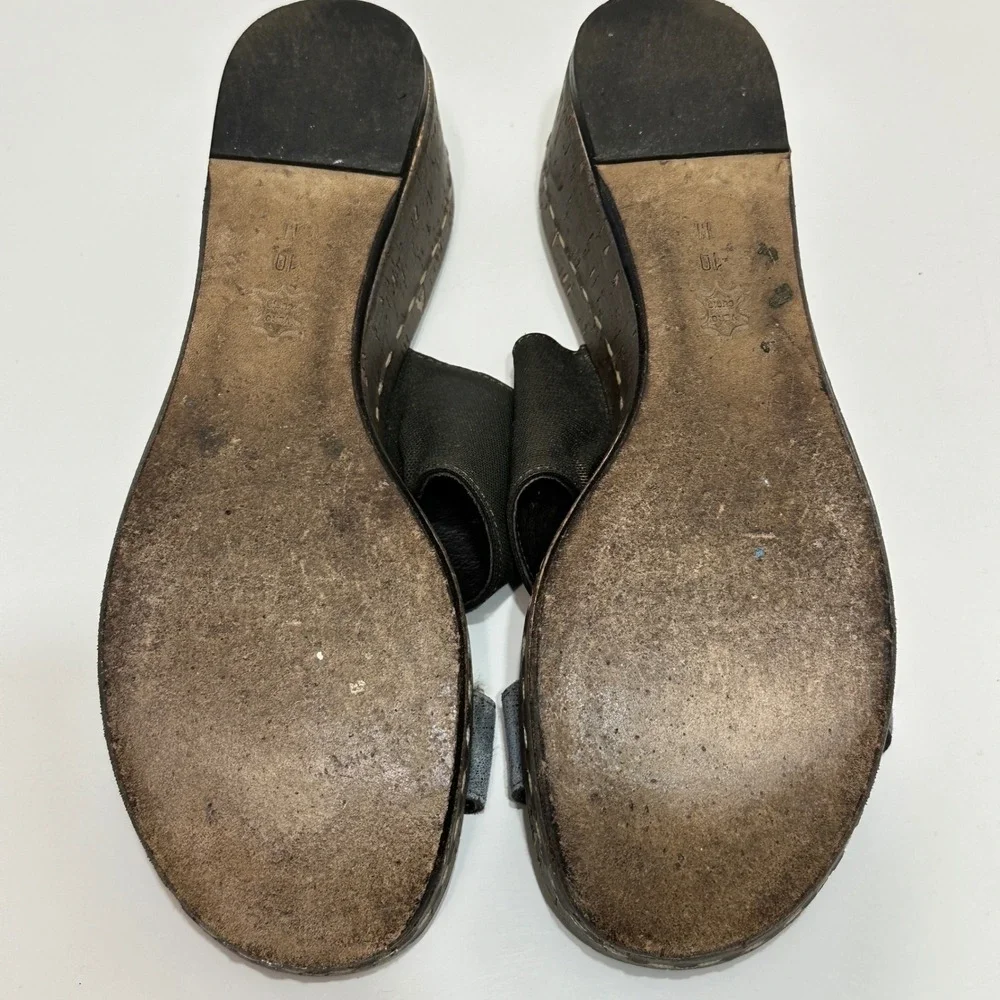Donald J Pliner Shera‎ Wedge Slide Sandals Womens 10 Metallic Brown Cork 90s Y2K